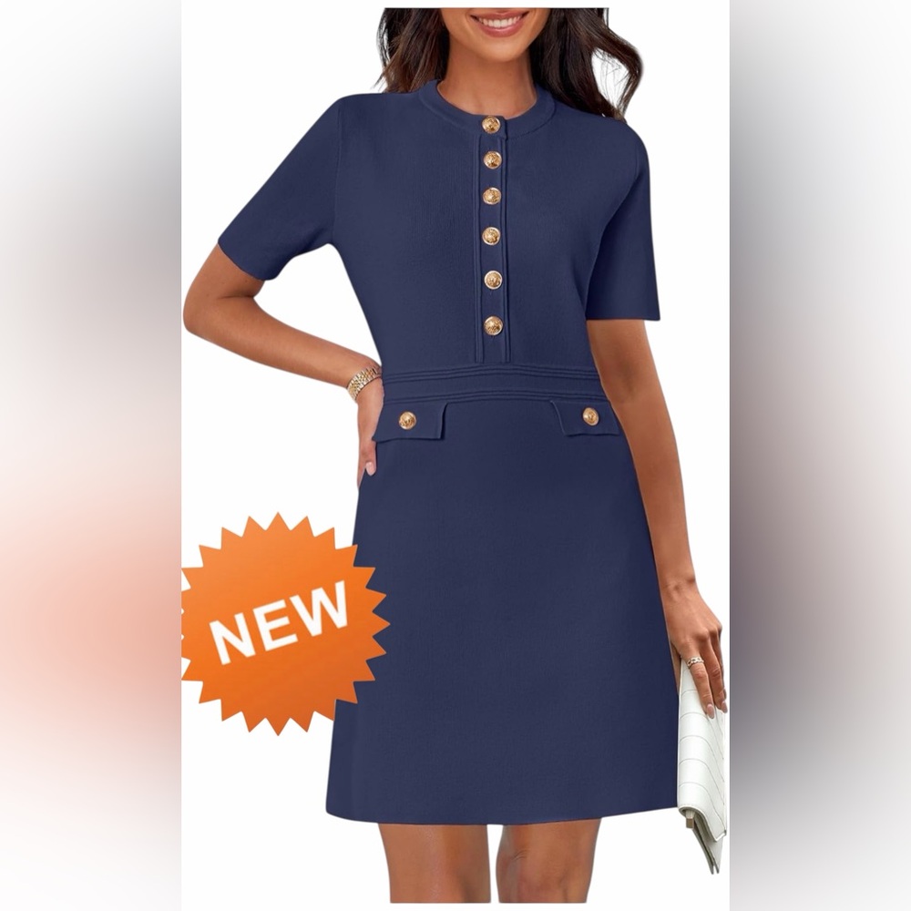NEW with tags ⚓️ navy knit dress with gold buttons size large